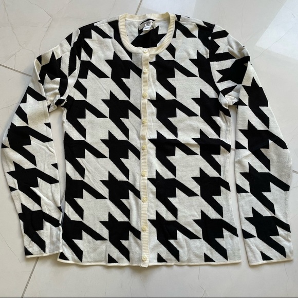 Liz Claiborne Black/White Houndstooth Cardigan - Picture 2 of 7